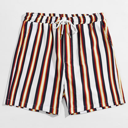 Men's Striped Beach Drawstring Shorts