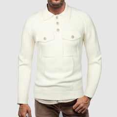 Men's Pocket Polo Knitwear Raglan Sleeve Sweater