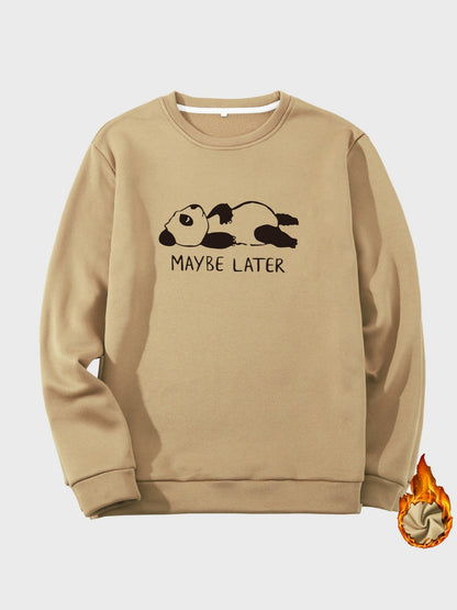 Men's Bear Graphic Print Fleece Crew Neck Sweatshirt