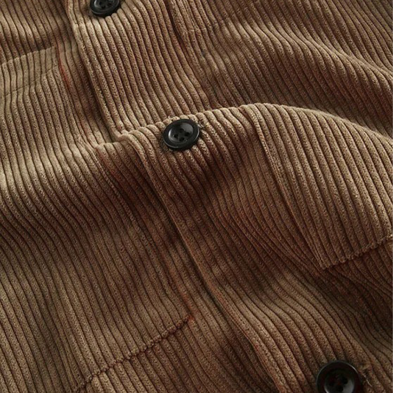 Men's shirt corduroy long sleeve casual large pocket lapel shirt coat