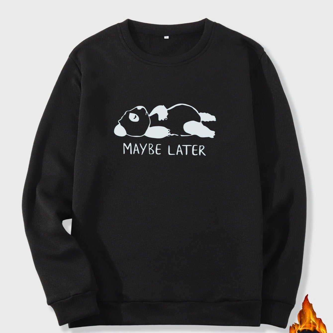 Men's Bear Graphic Print Fleece Crew Neck Sweatshirt