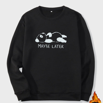 Men's Bear Graphic Print Fleece Crew Neck Sweatshirt