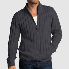Men's Casual Zippered Knit Cardigan Sweater Jacket