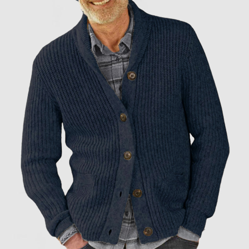 Men's Lapel Loose Pocket Sweater Cardigan