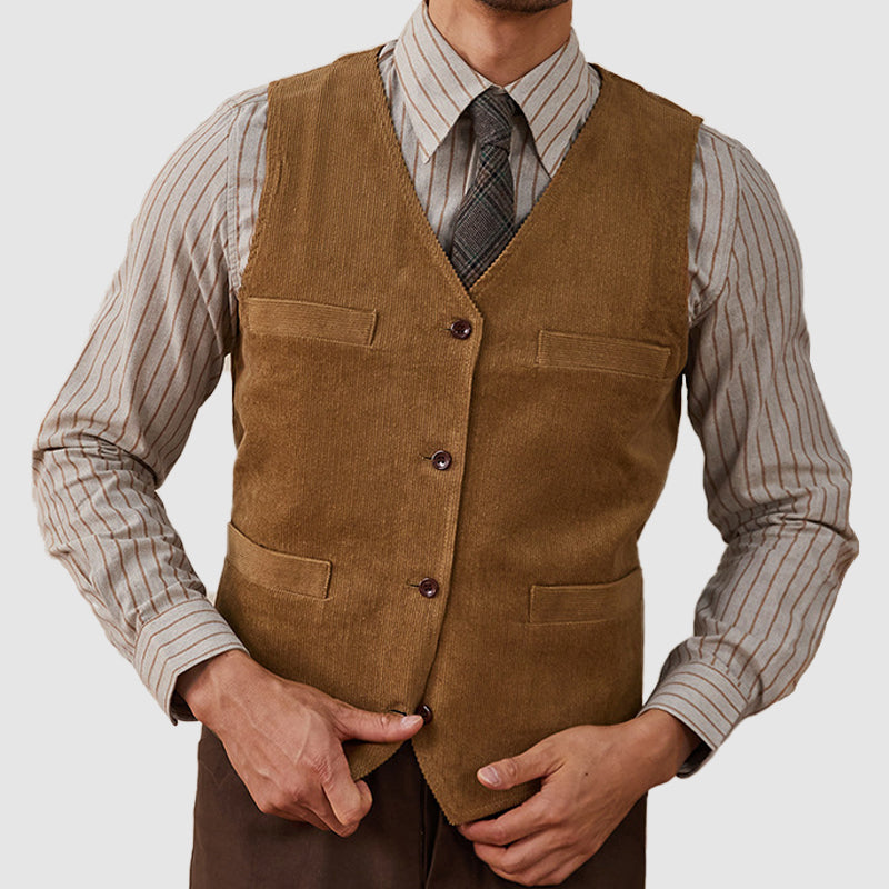 Men's Brown Velvet Business Suit Vest