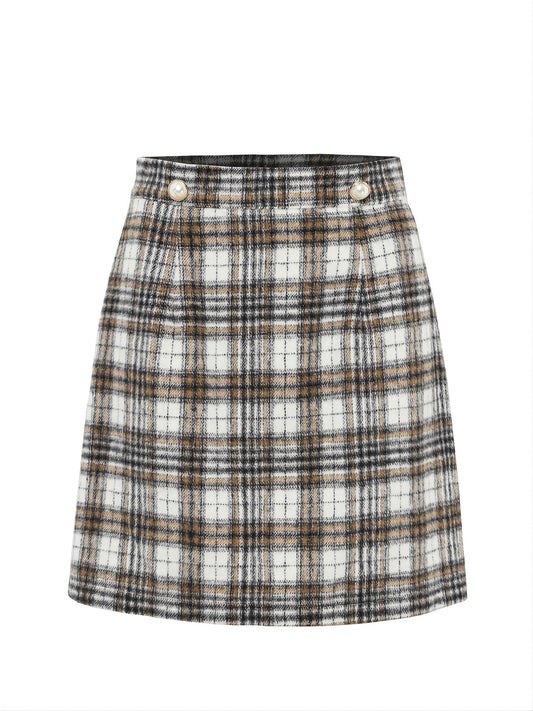 Elegant Plaid Fashion High Waist Skirt For Work Office