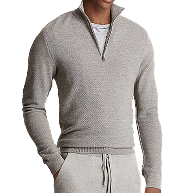Men's Casual Standing Collar Half Zipper Pullover Sweaters