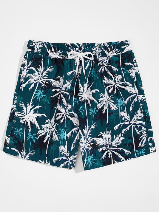 Men's Palm Tree Beach Drawstring Shorts