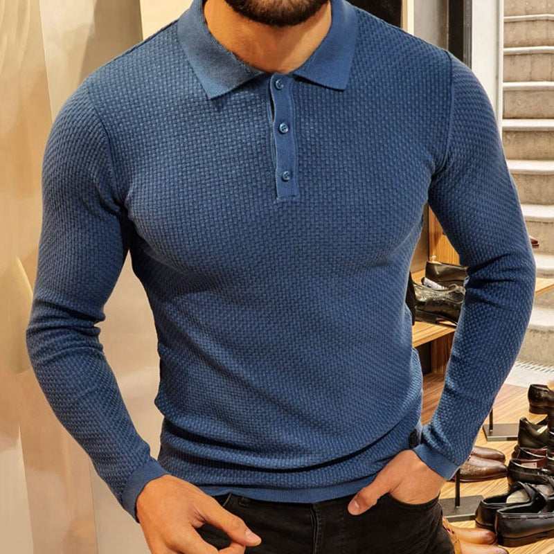 Men's new knit sweater long sleeve solid color casual top