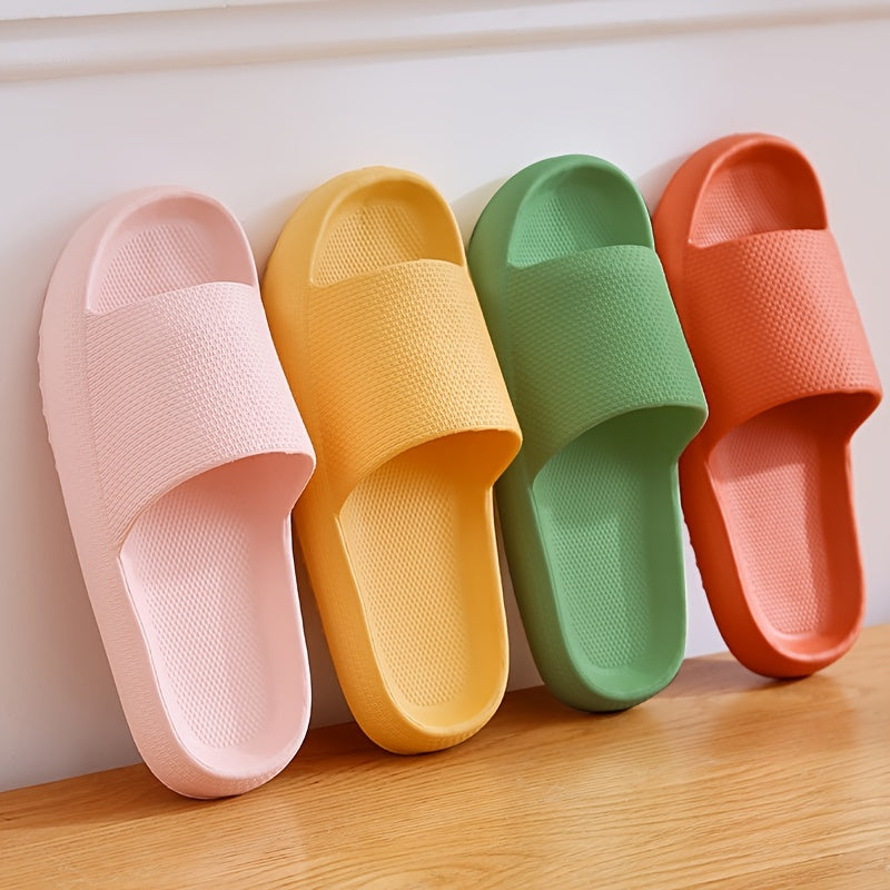 Women's Solid EVA Material Open Toe Studded Anti-slip House Ultra Soft Bath Slippers