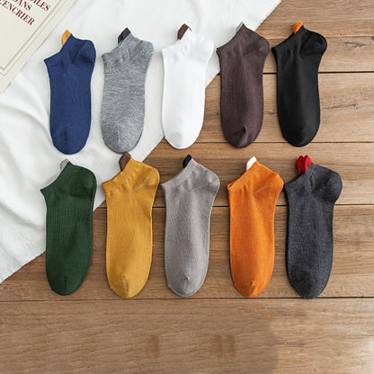 10pairs Men's Low-cut Socks With Heel Guard