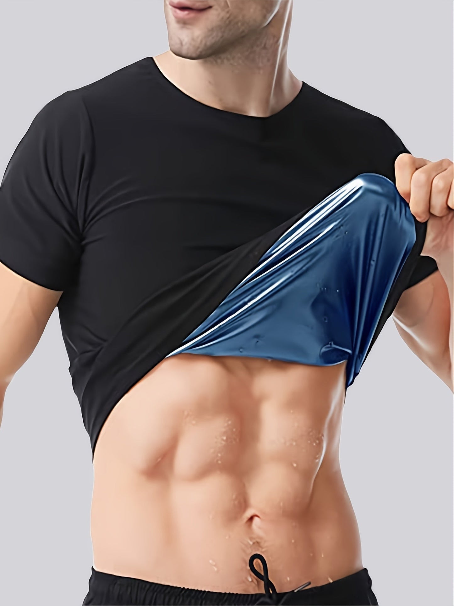 Short Sleeve Sauna Suit For Men Weight Loss Gym Exercise Top