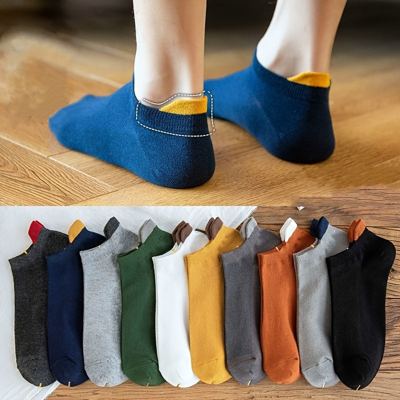10pairs Men's Low-cut Socks With Heel Guard