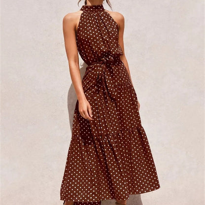 Halter Strapless Neck Floral Print Summer Vacation Dresses