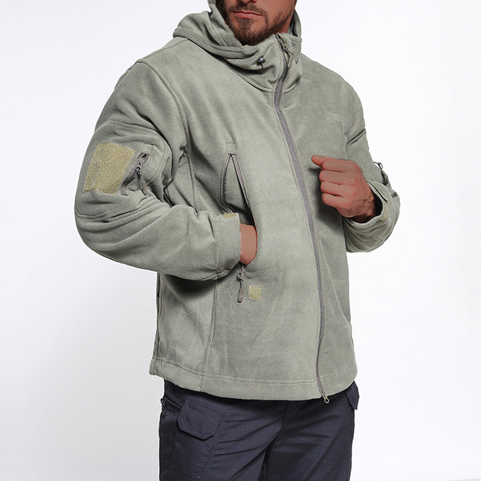 Men's Hooded With Warm Fleece Fleece  Windproof Jacket