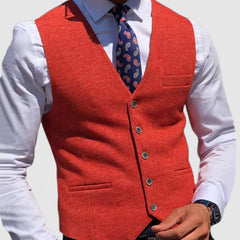Men's Classic Solid Color Lapel Sleeveless Vest