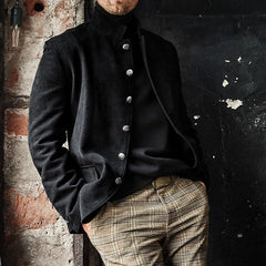 Men's Elegant Stand Collar Metal Button Wool Jacket ( NEW )