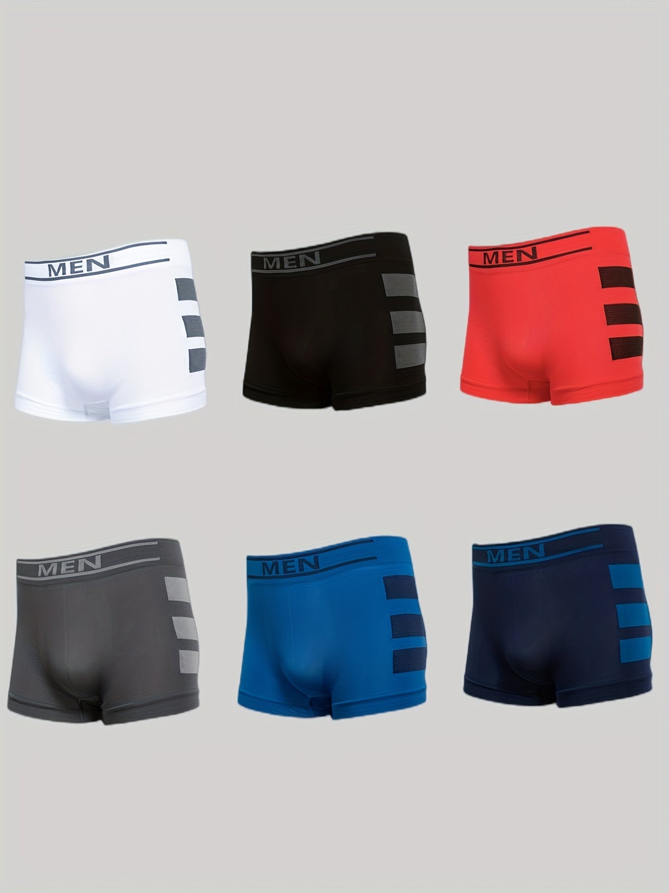 6 PACK Men's Stretch Multi-color Boxer Briefs Underwear