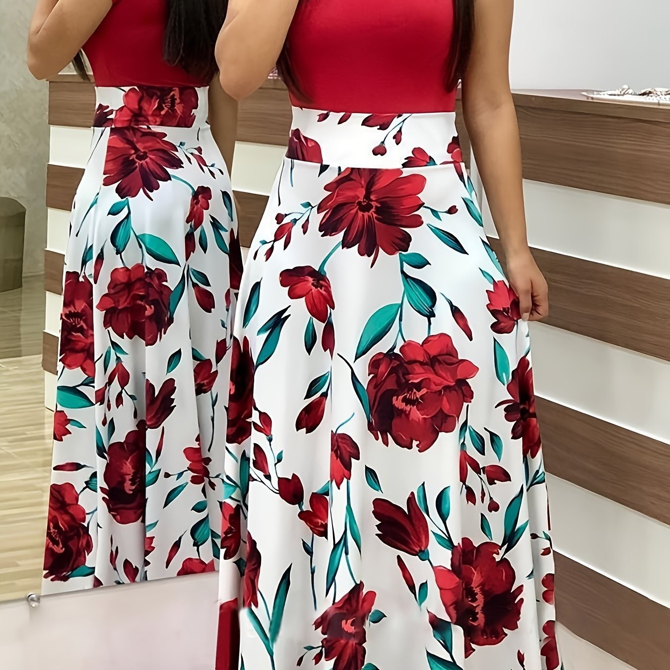 Casual Floral Print Crew Neck Short Sleeve Casual Every Day Dress