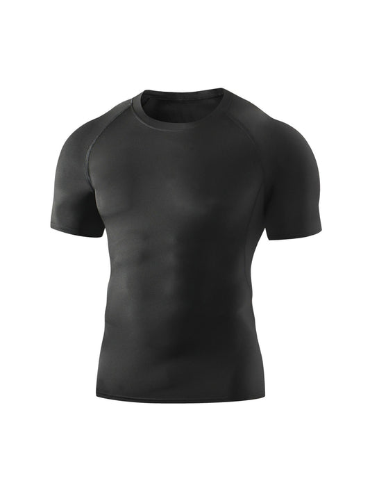 Short Sleeve Crew Neck Performance Gym Athletic T-Shirt Black