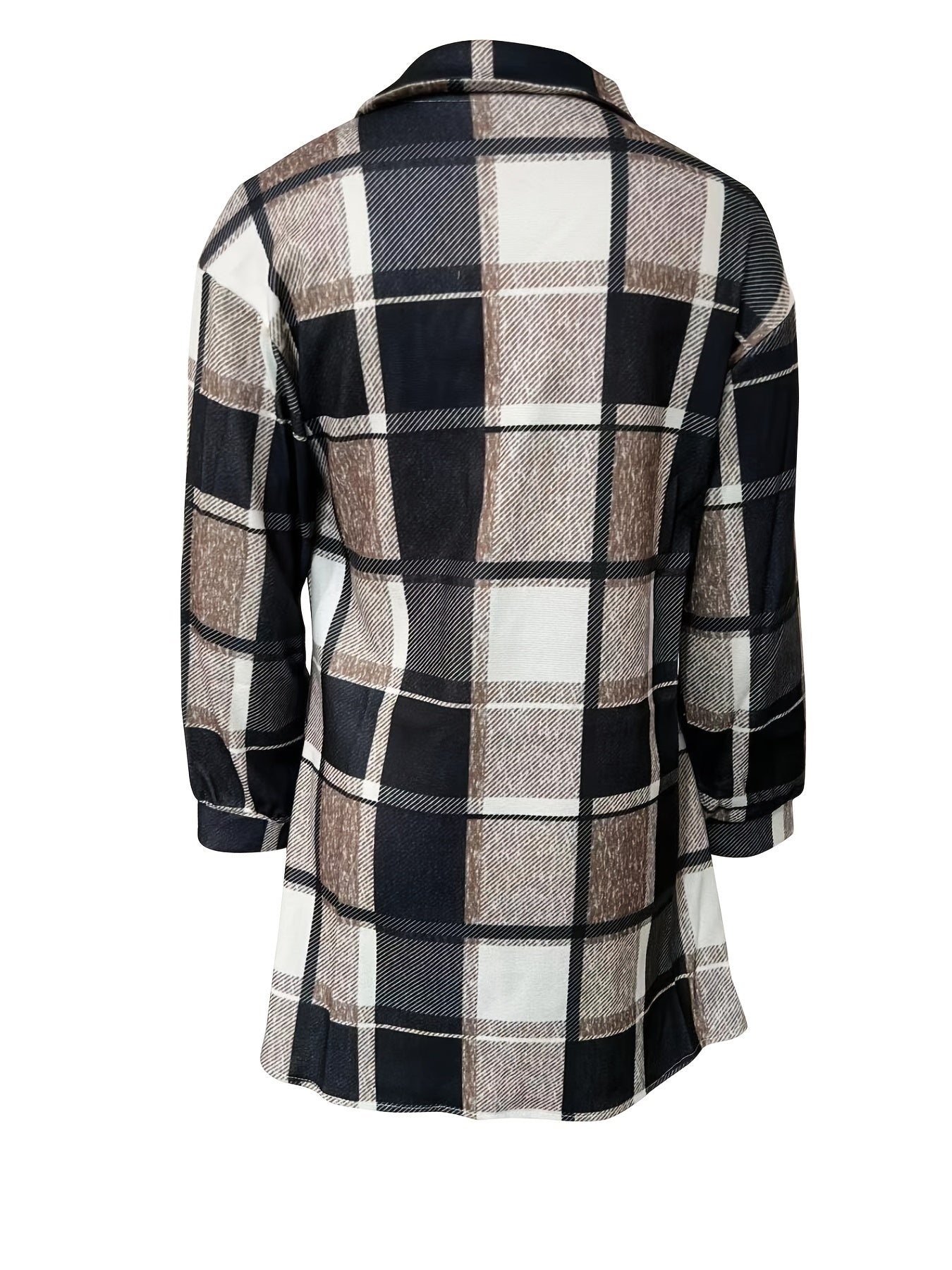 Black Plaid Shirt Long Sleeve Button Up Casual Plaid Jacket