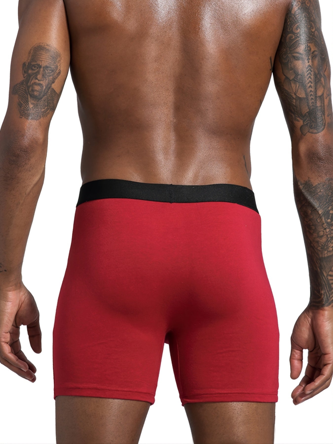 5pcs Men's Cotton Stretch Plain Color Breathable Soft Boxer Briefs Underwear