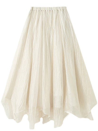 Mesh Asymmetrical Elegant High Elastic Waist Skirt
