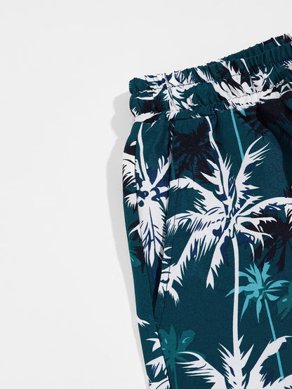 Men's Palm Tree Beach Drawstring Shorts