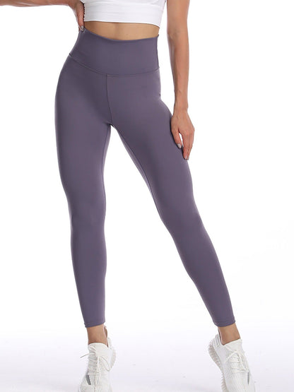 Women's Solid Color Seamless High-Waisted Sweat Absorption Yoga Leggings