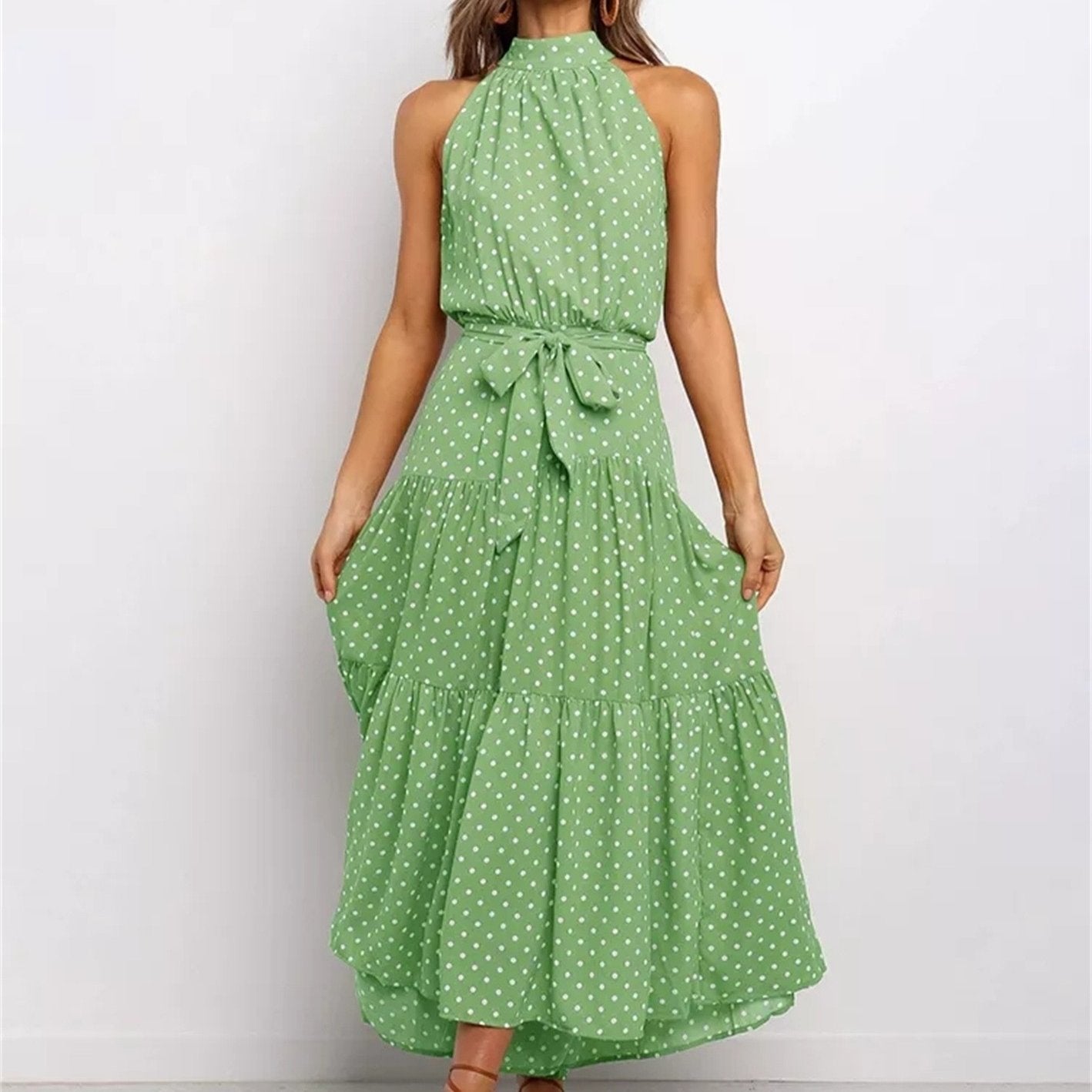 Halter Strapless Neck Floral Print Summer Vacation Dresses