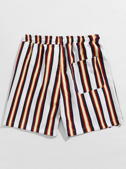 Men's Striped Beach Drawstring Shorts