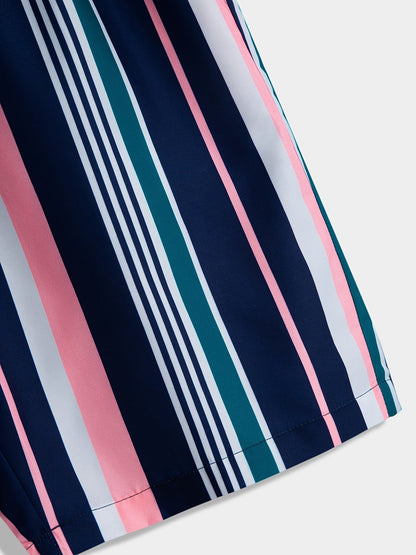 Men's Vertical Striped Swim Trunks Quick Dry Beach Shorts For Holiday