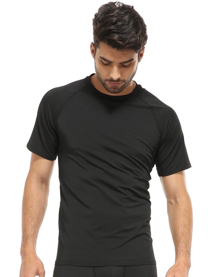 Short Sleeve Crew Neck Performance Gym Athletic T-Shirt Black