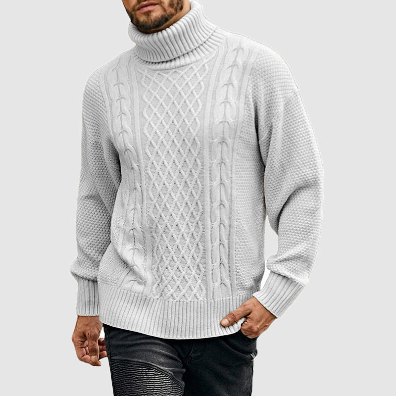 Men's new turtleneck sweater men's solid color long-sleeved knit top