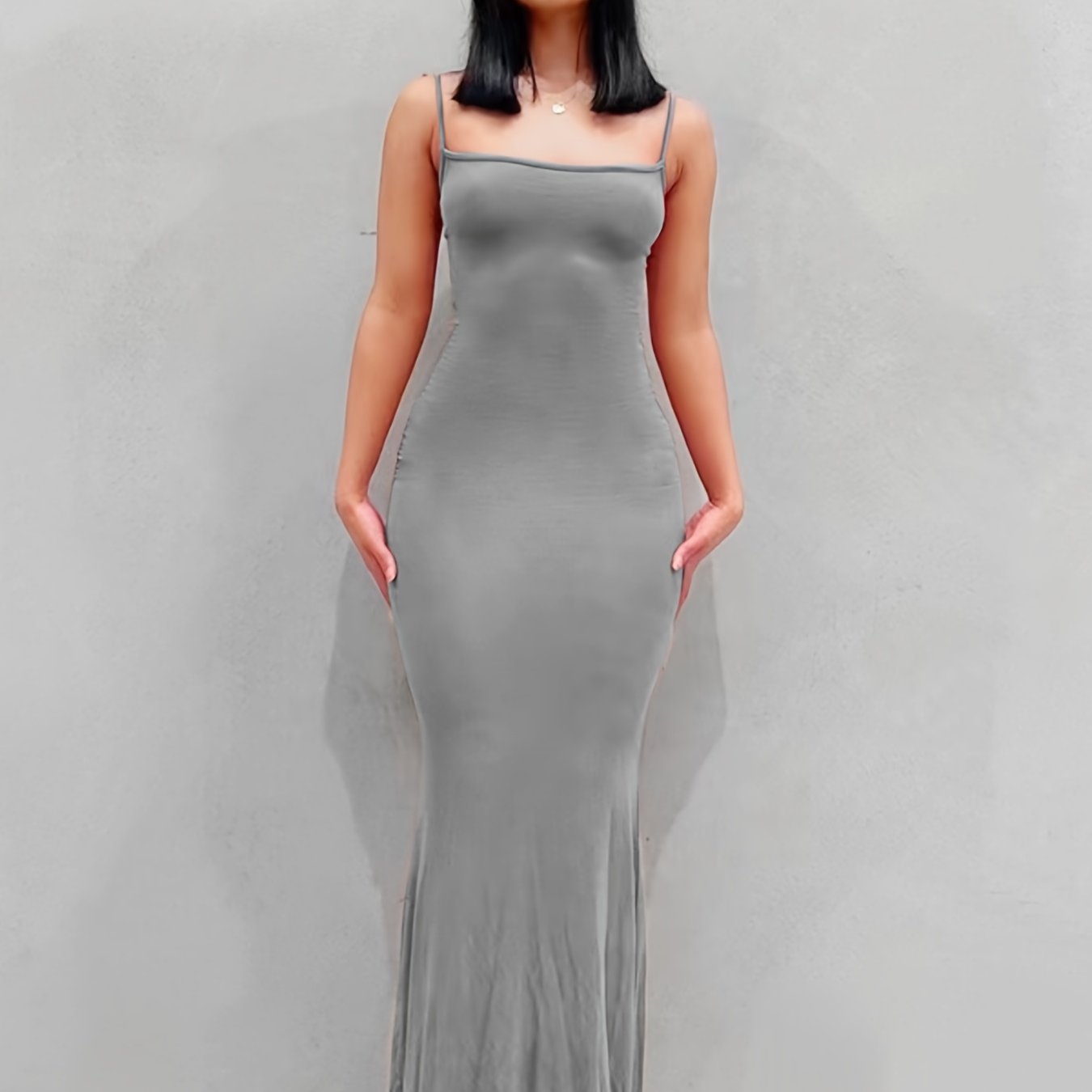 Women's Sexy Scoop Neck Open Back Cami Bodycon Maxi Sleeveless Solid Backless Dresses