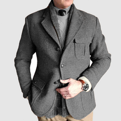 Men in autumn and winter with a thick solid color coat jacket