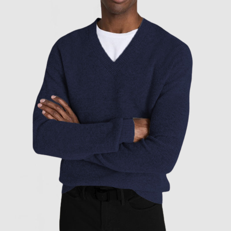 Men's Casual Loose V Neck Cashmere Sweater