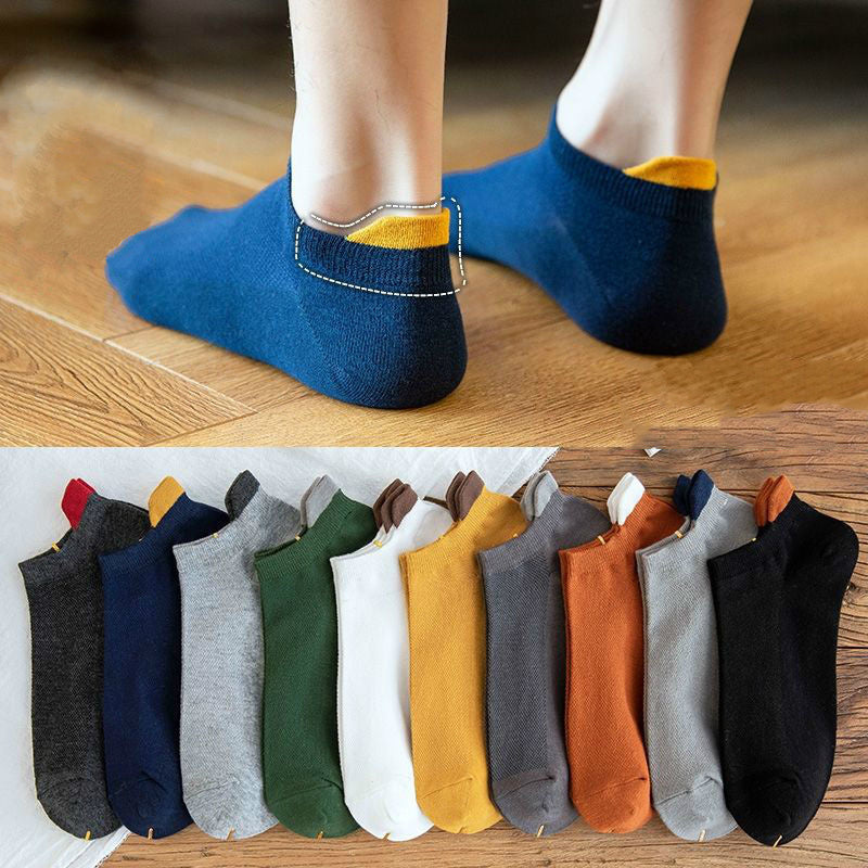 10pairs Men's Low-cut Socks With Heel Guard