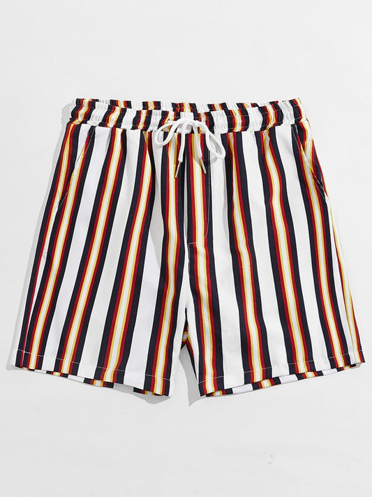 Men's Striped Beach Drawstring Shorts