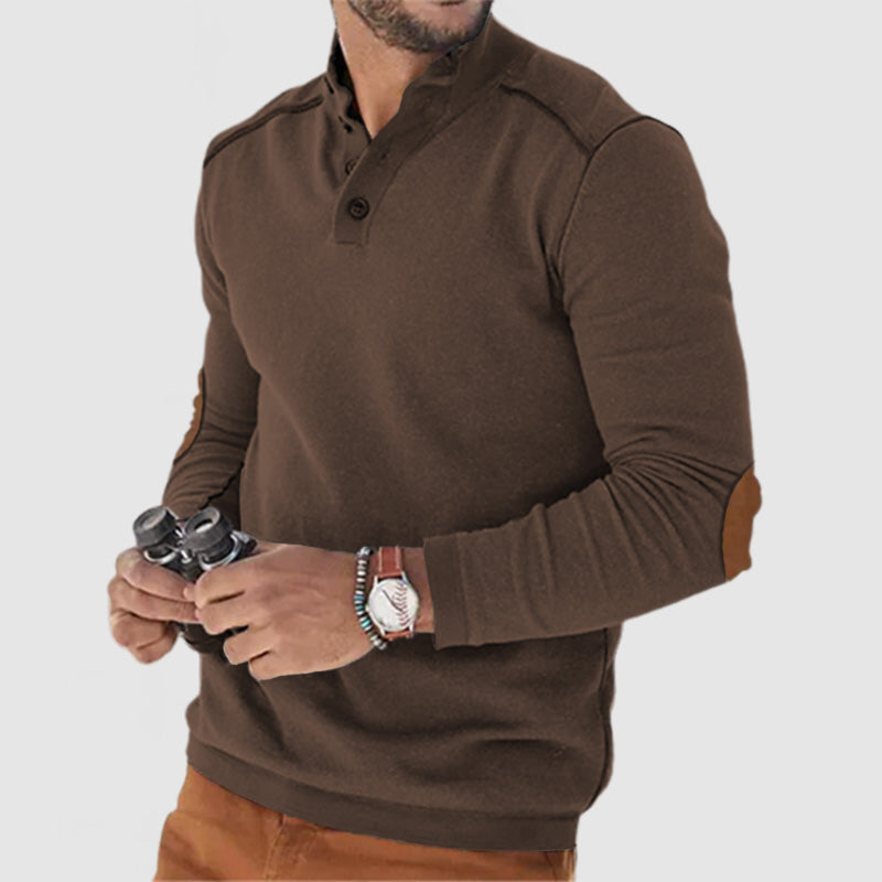 Men's Retro Stand Collar Contrast Color Long Sleeve Sweatshirt