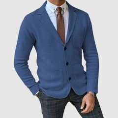 Men's Elegant Lapel Long Sleeve Knit Jacket