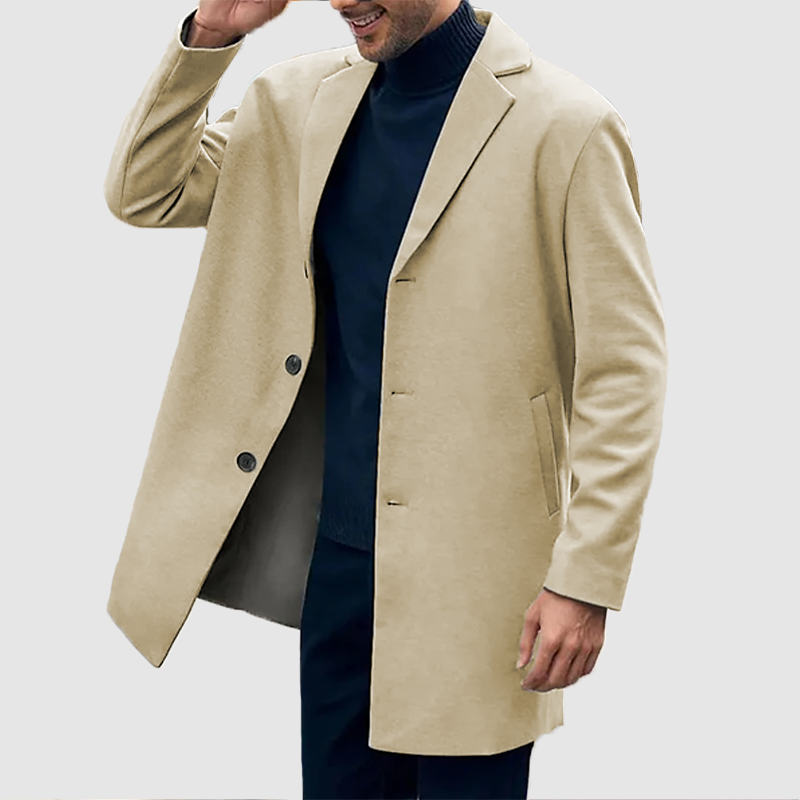 Men with cotton leather coat in the long coat