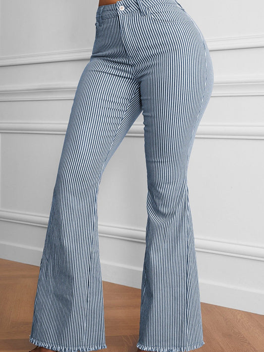 High Pinstripe Flare Pants