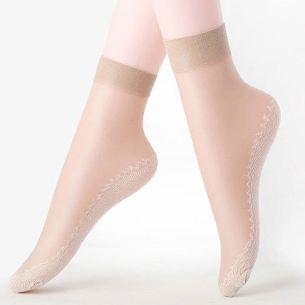 10 Pairs Thin Transparent Comfy Lightweight Non-slip Short Socks