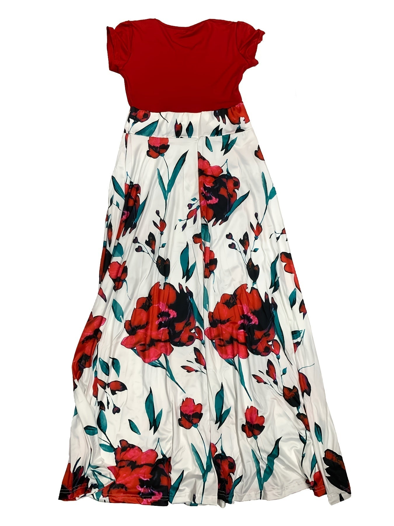 Casual Floral Print Crew Neck Short Sleeve Casual Every Day Dress