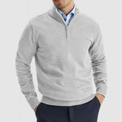 Men's Casual Stand Collar Zip Wool Polo Shirt