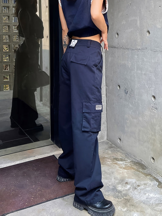Loose Straight Cargo Casual Pocket High Waist Solid Wide Leg Fashion Comfy Slim Pants