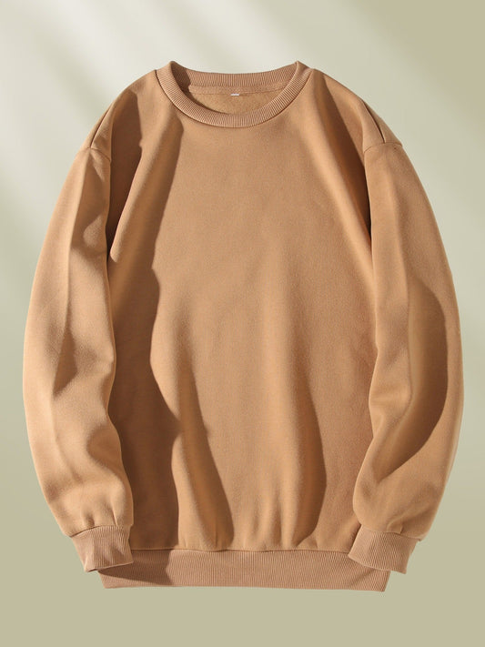 Men's Solid Color Round Neck Sweatshirt