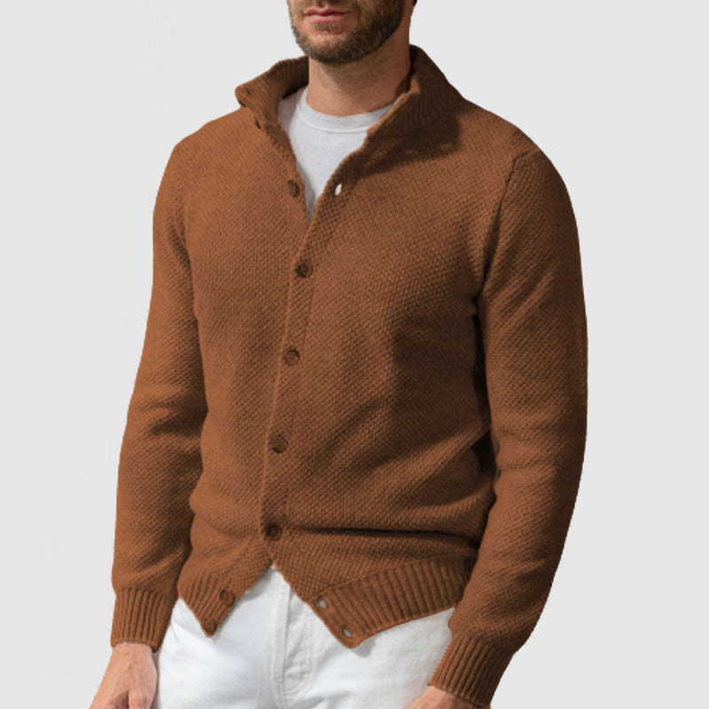 Men's Stand Collar Casual Button Knitted Cardigan