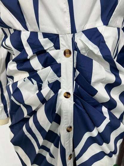 Women's Dresses Casual Elegant Long Sleeve V Neck Button Print Fashion Loose Dresses